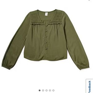 Elegant Olive Blouse with Button Detail
